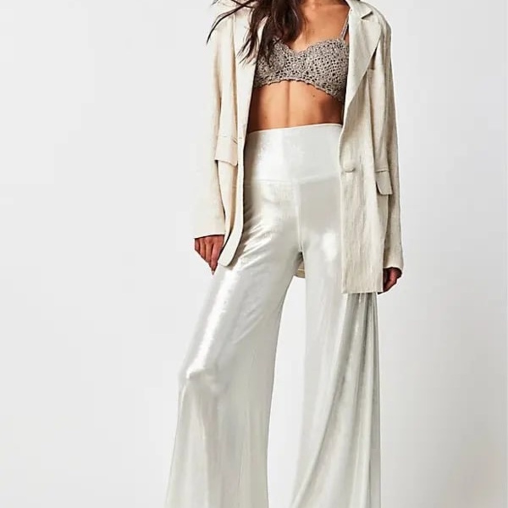 Elegant Cream Wide-Leg Pants